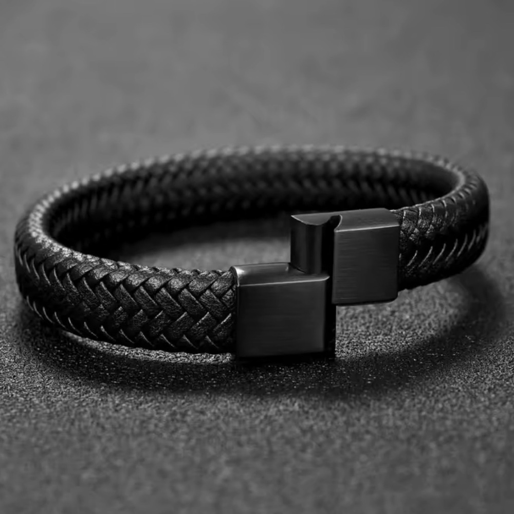 ZARA FOR MEN NEW Black Braided Leather Bracelet - Picture 5 of 7